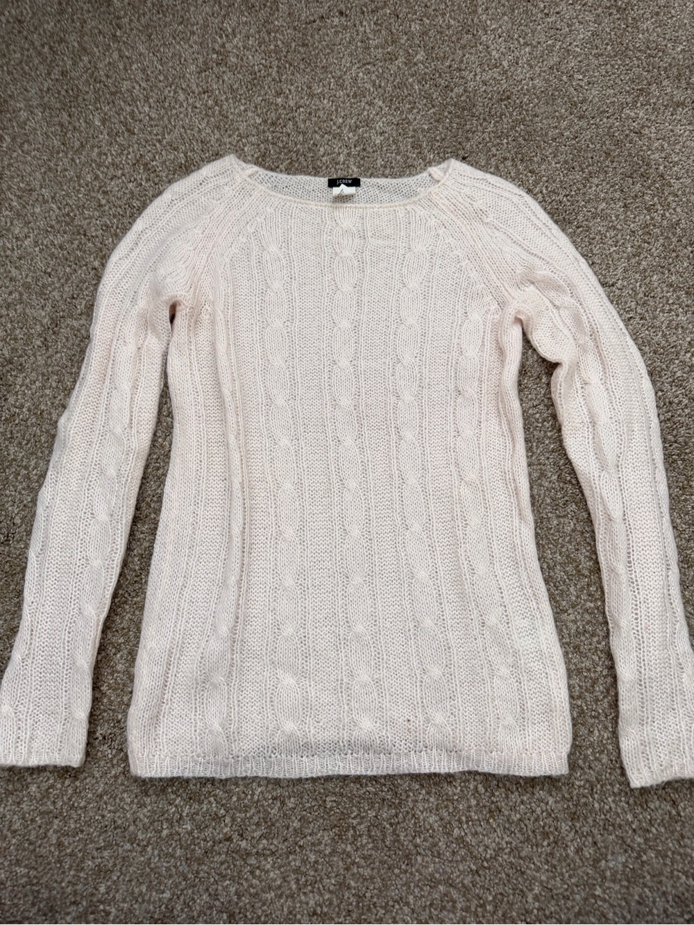 J. Crew Light Pink Cable-Knit Crewneck Sweater